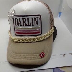 Hand Crafted Beige and White Cap with Heart Detail